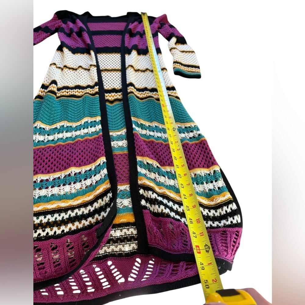 Boston Proper Crochet Knit Open Front Cardigan Sweater Duster Womans Small - Picture 9 of 9